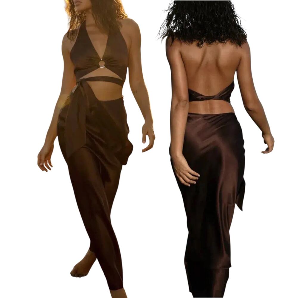 Rat & Boa, Women's 'Portia Top, Carlotta Skirt' Set, Cocoa Brown, Size XX-Small